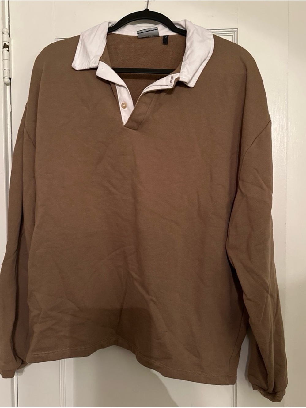 ASOS Men's Tan Rugby Polo with White Collar